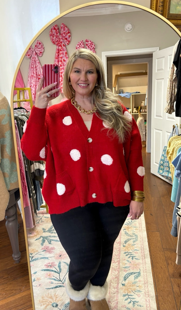 Herron Red Polka Dot Cardigan