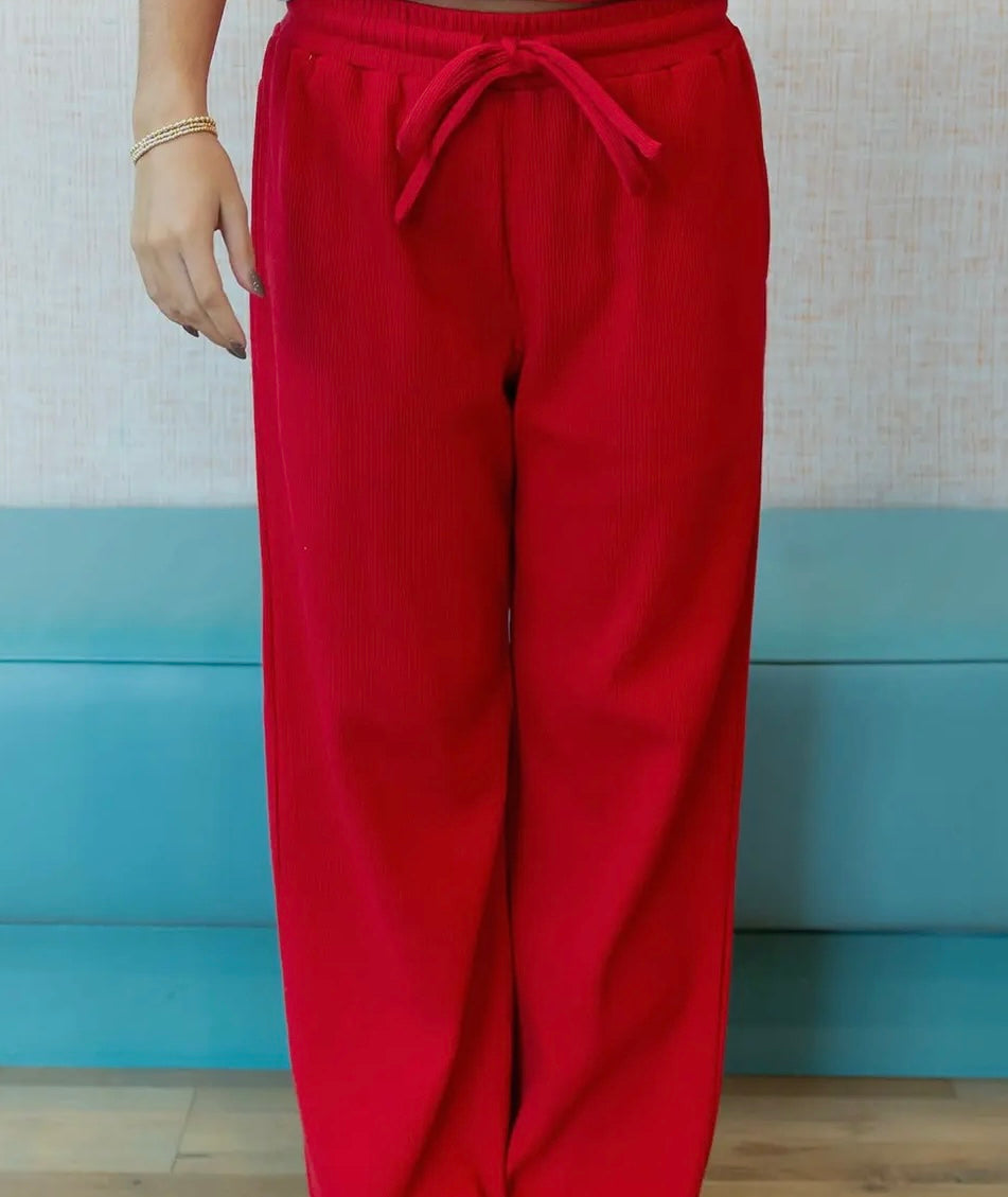 Lulu Mac Waffle Pants - Red