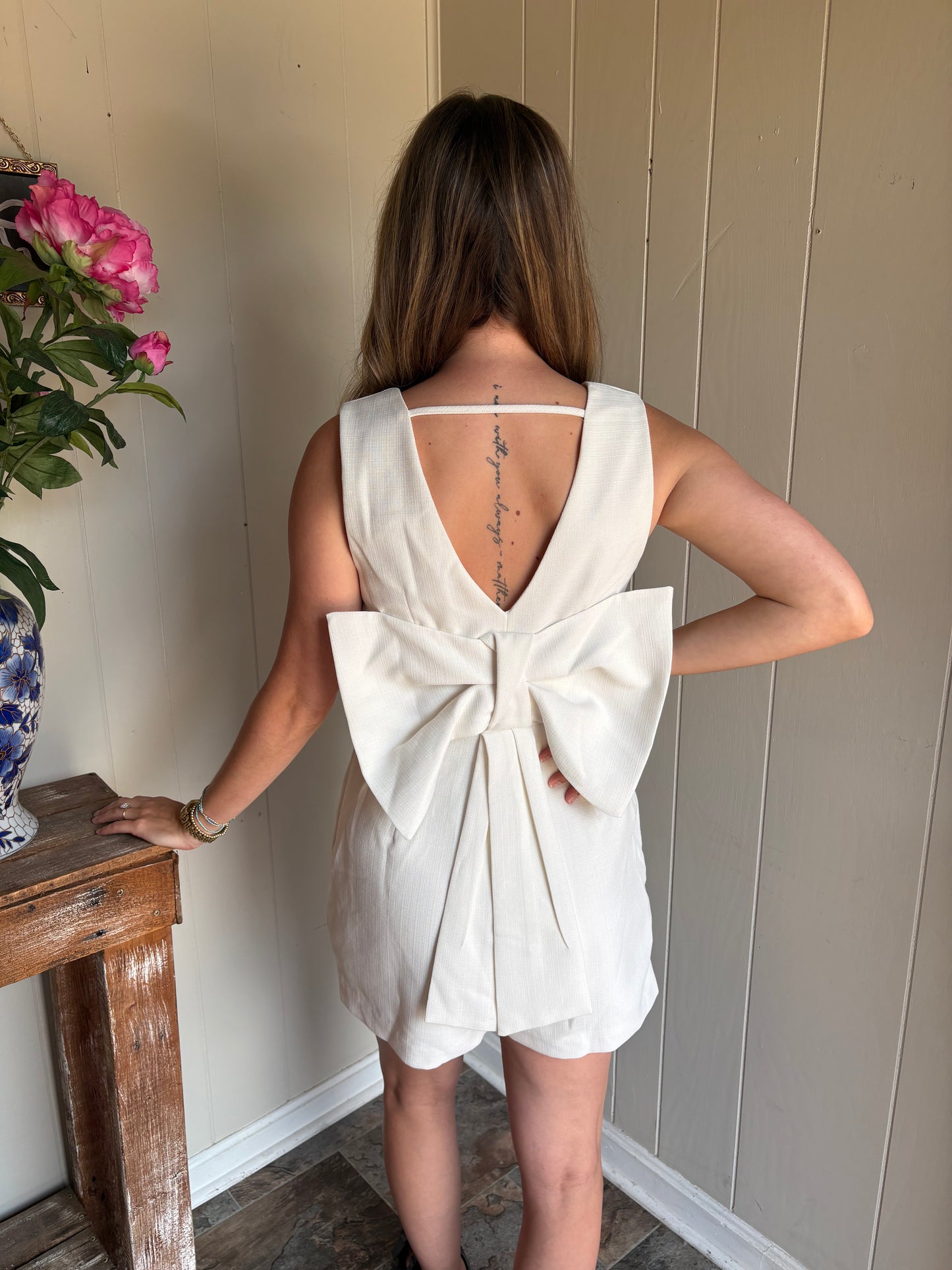 Make and Entrance Bow Back Romper