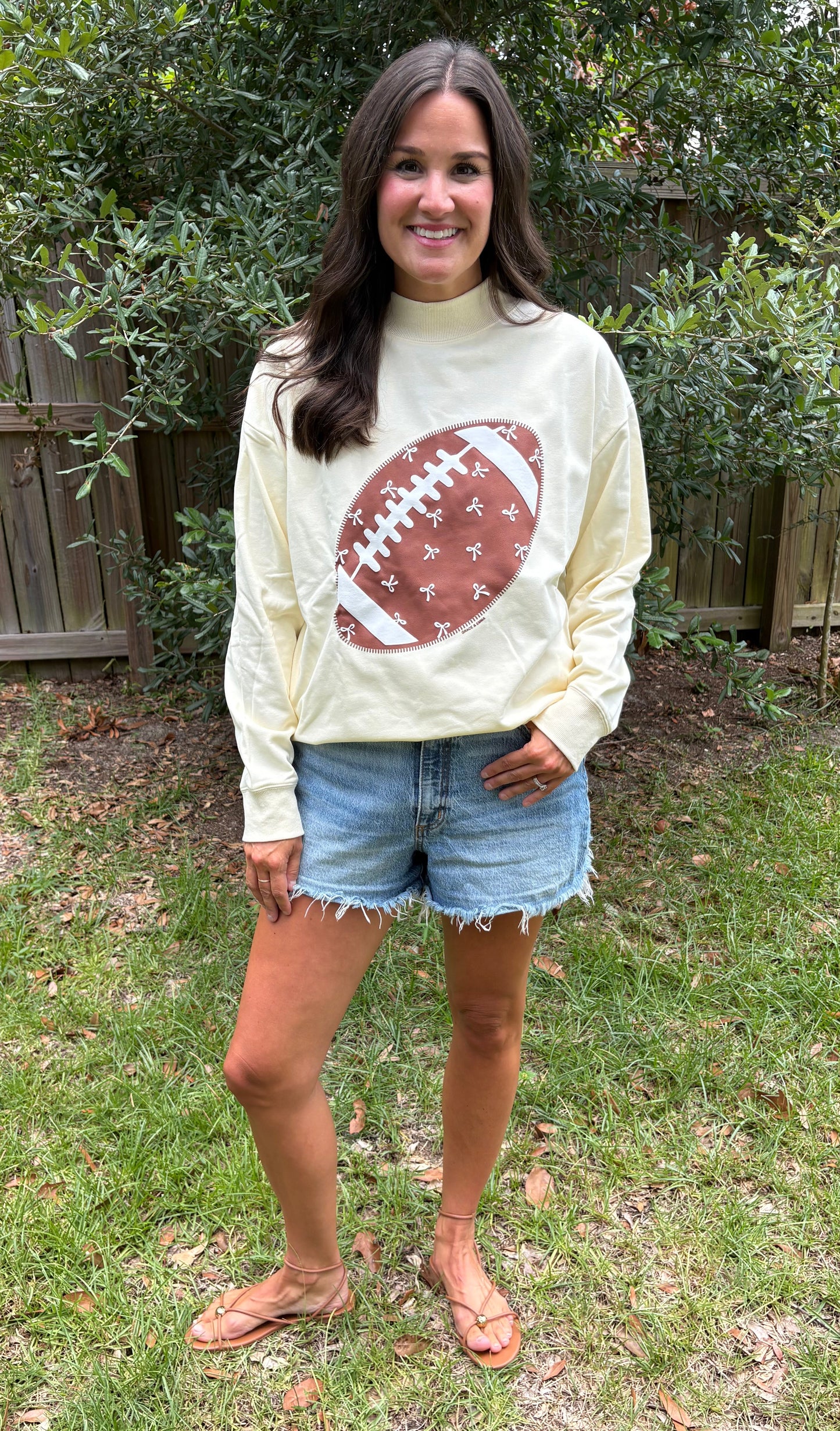Football and Frills Terry Cloth Mock Neck