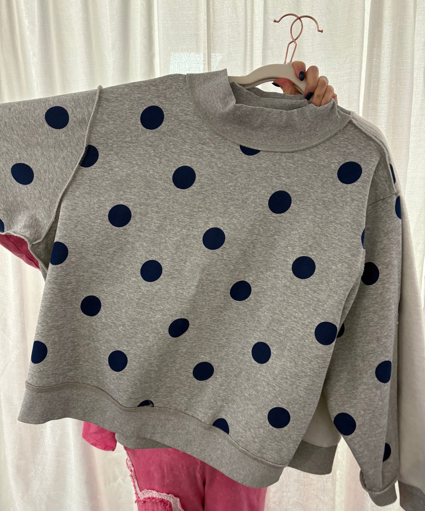 Baseball/Polka Dot Reversible Mock Neck -Pre-Order