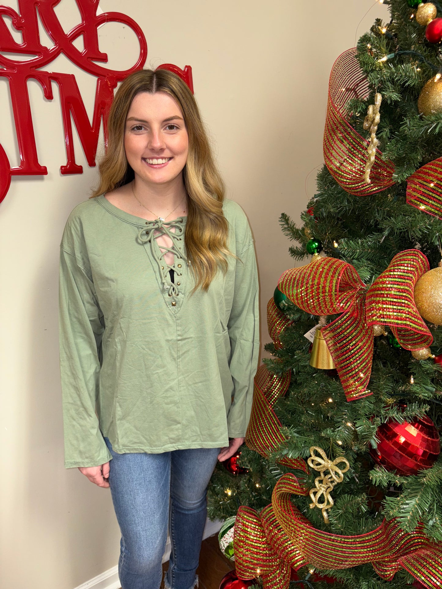 Doorbuster AvaLee Lace Up Top