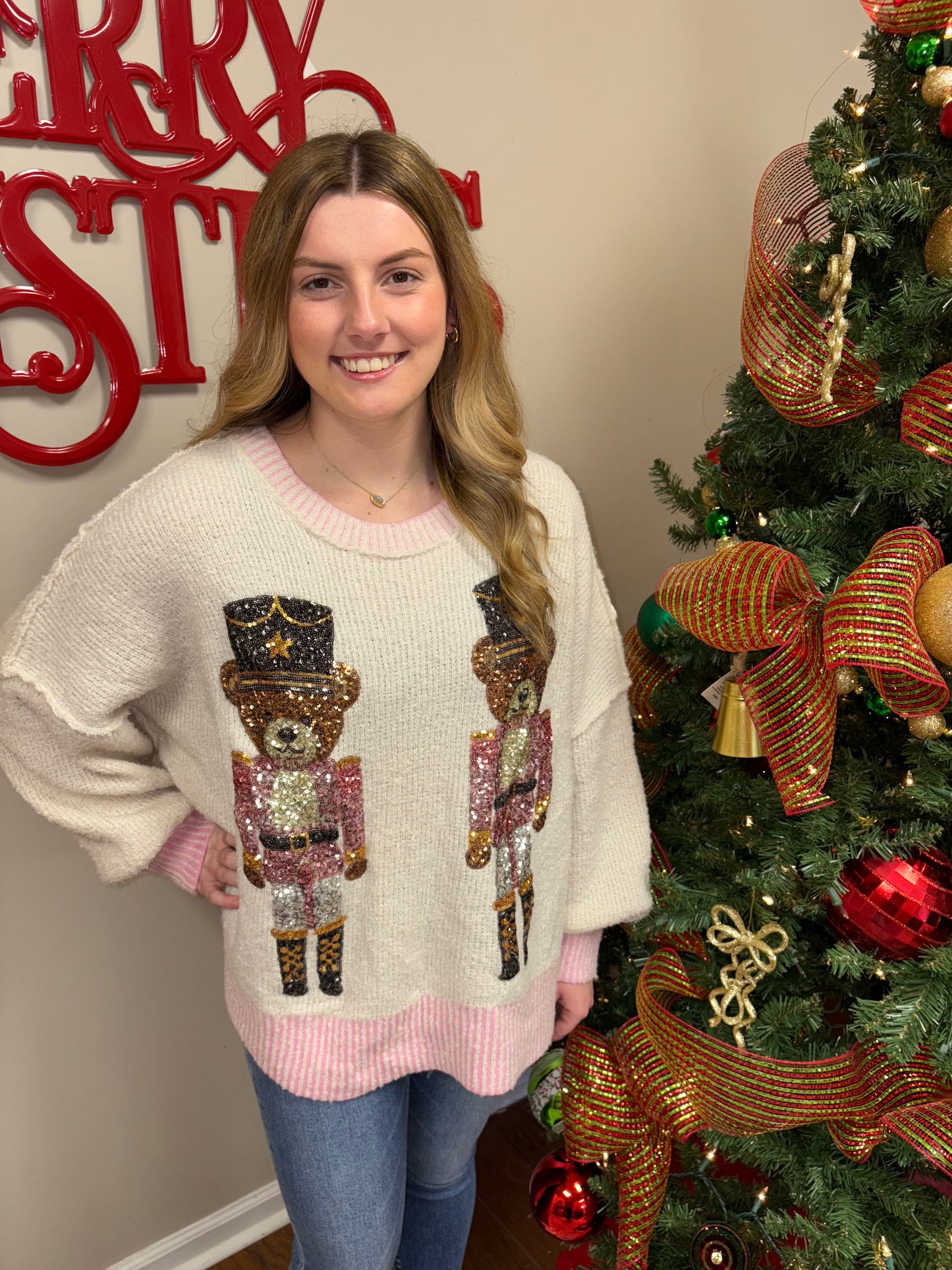 Glam Christmas Teddy Sweater