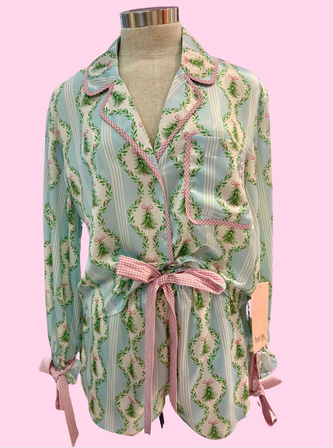 Dainty Pink and Blue Tree Pajama Set