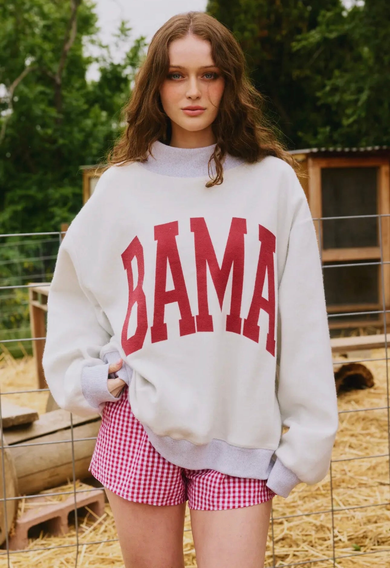 *PRE-ORDER Bama/Alabama reversible Mock Neck Sweatshirt Grey