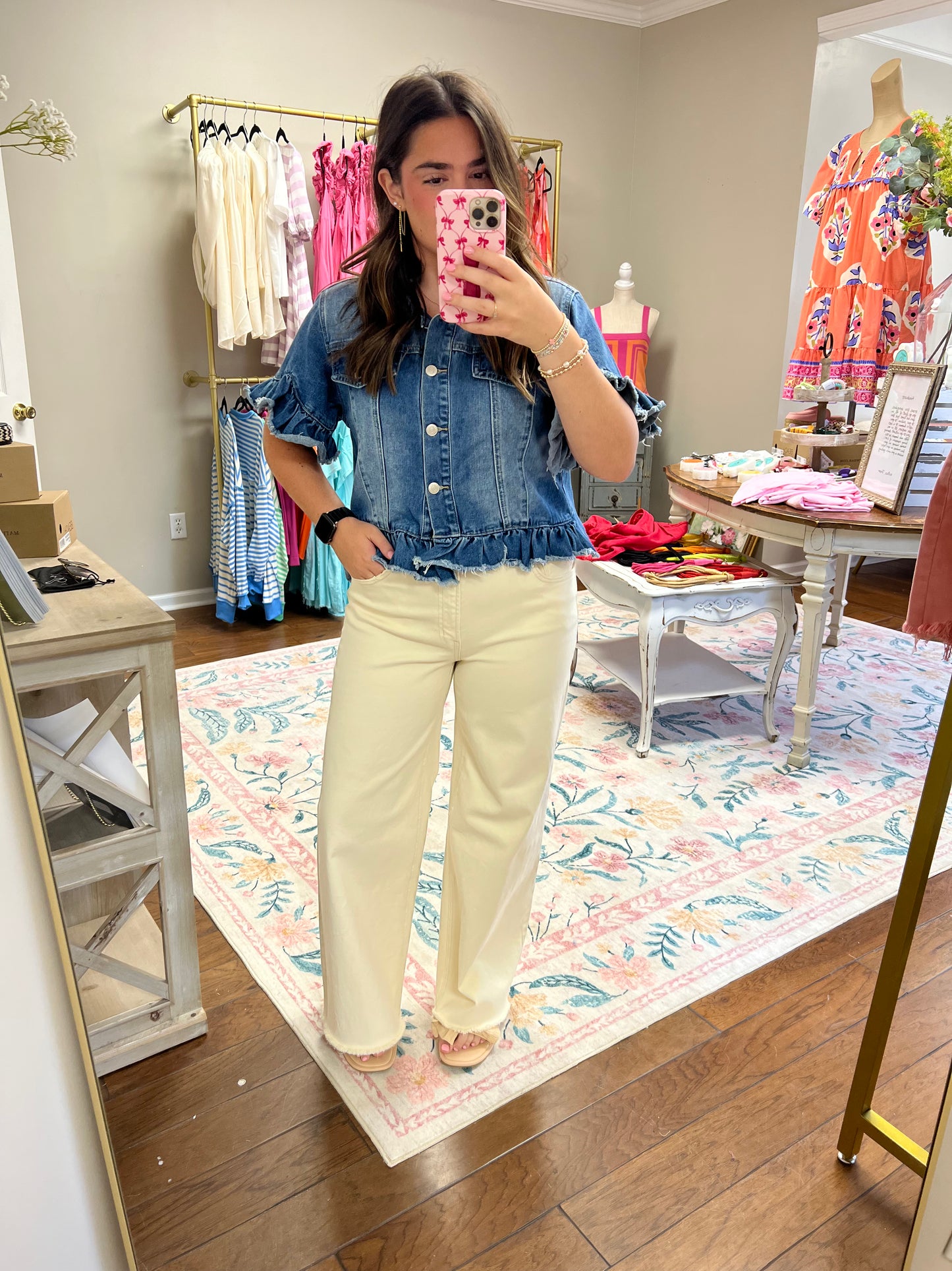 Off White Vervet Denim Jeans