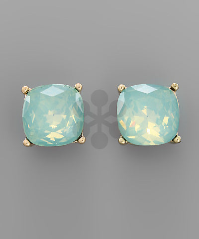 Square Stone Stud Earrings