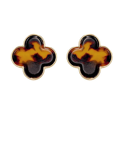 RESTOCK-Tortoise Clover Stud Earrings