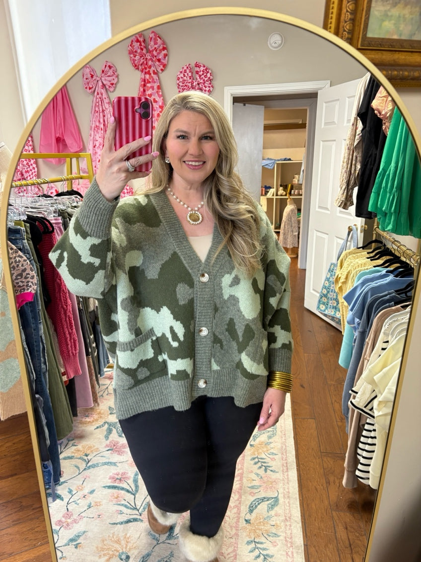 Camo and Pearls Cardigan