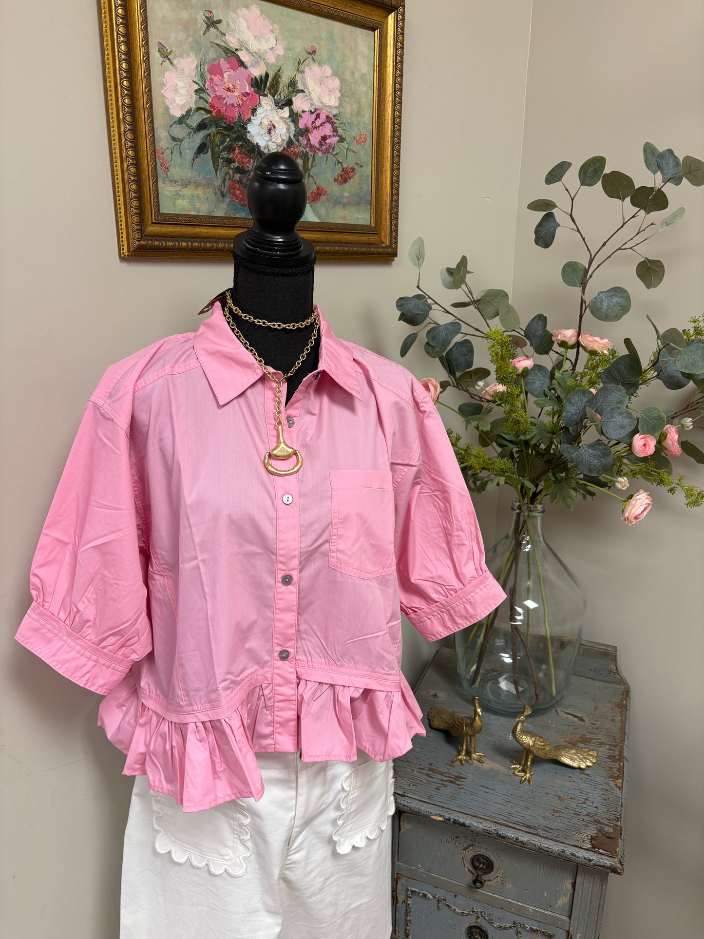 Effortless Button-down Top- Pink