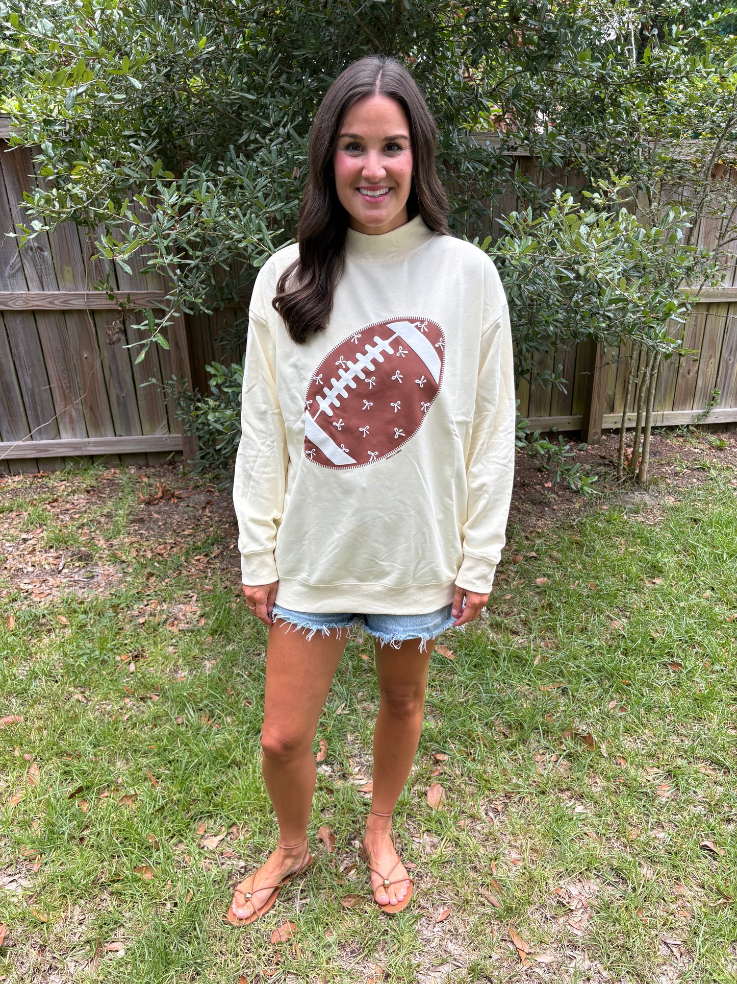 Football and Frills Terry Cloth Mock Neck