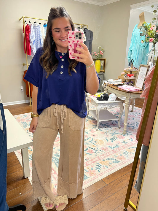 Denise Comfy Cozy Pants - Latte