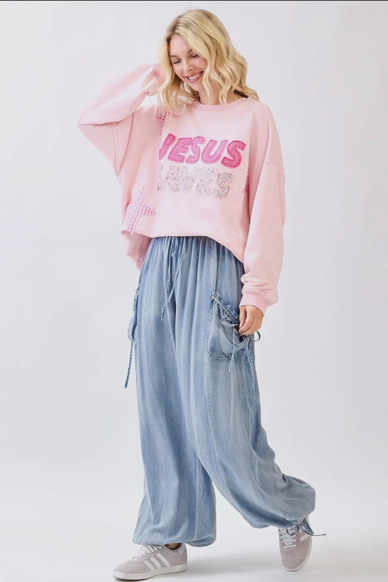 Jesus Saves Patchwork Pullover