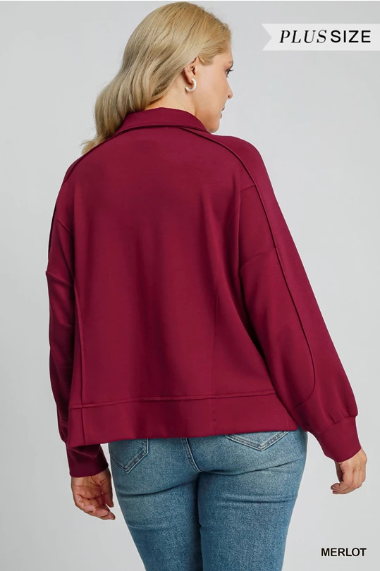 Merlot Curvy Collared Top