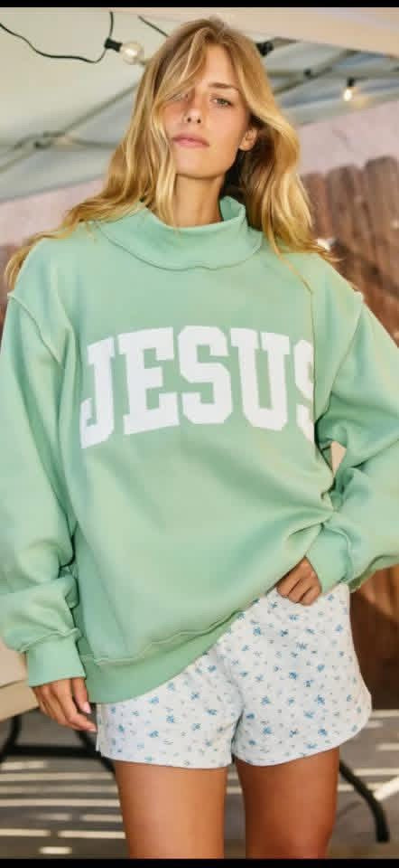 Jesus Mock Neck Pullover