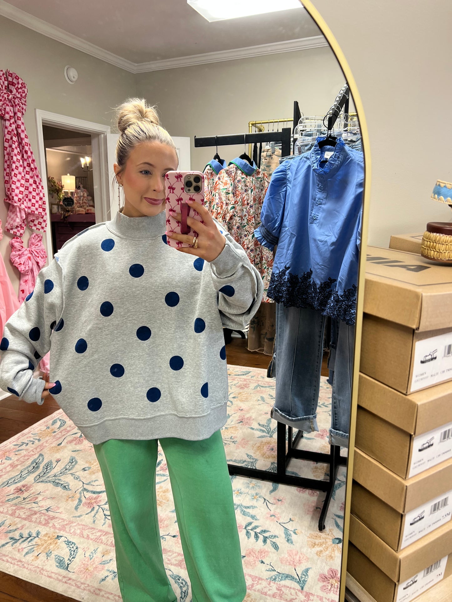 Baseball/Polka Dot Reversible Mock Neck -Pre-Order