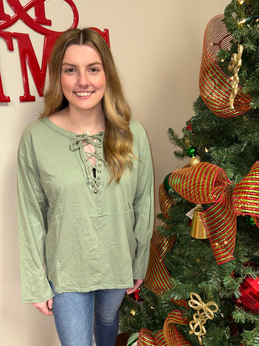 Doorbuster AvaLee Lace Up Top