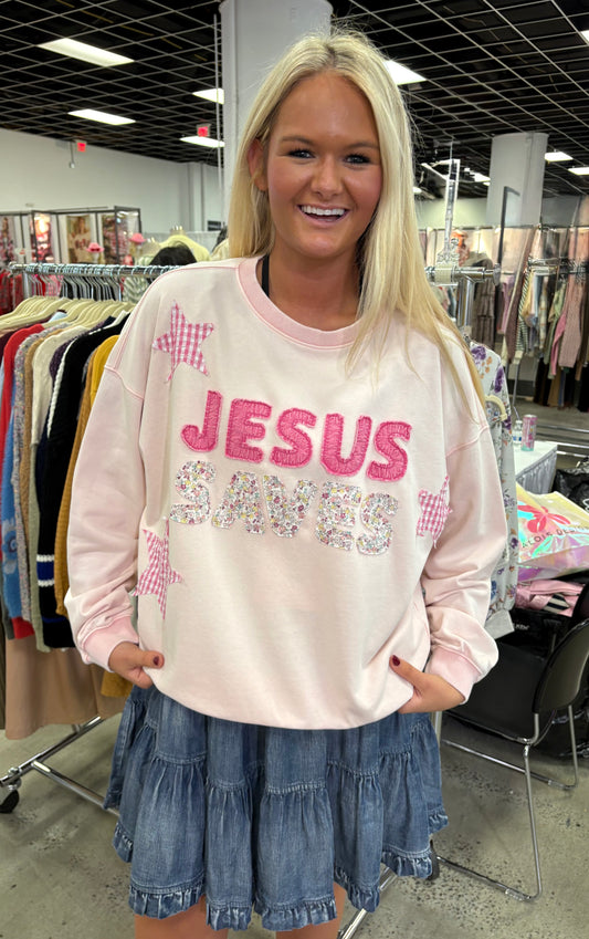 Jesus Saves Patchwork Pullover