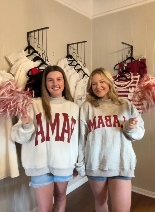 *PRE-ORDER Bama/Alabama reversible Mock Neck Sweatshirt Grey