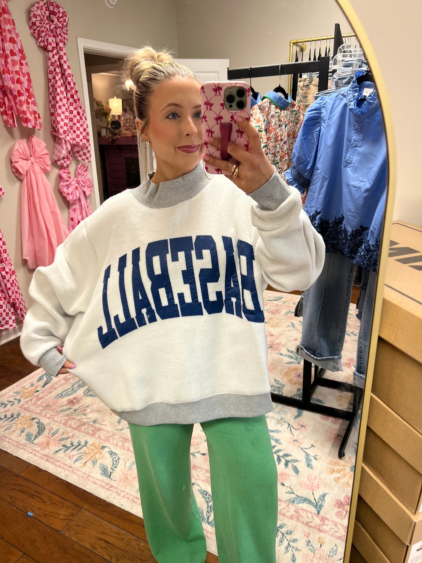 Baseball/Polka Dot Reversible Mock Neck -Pre-Order