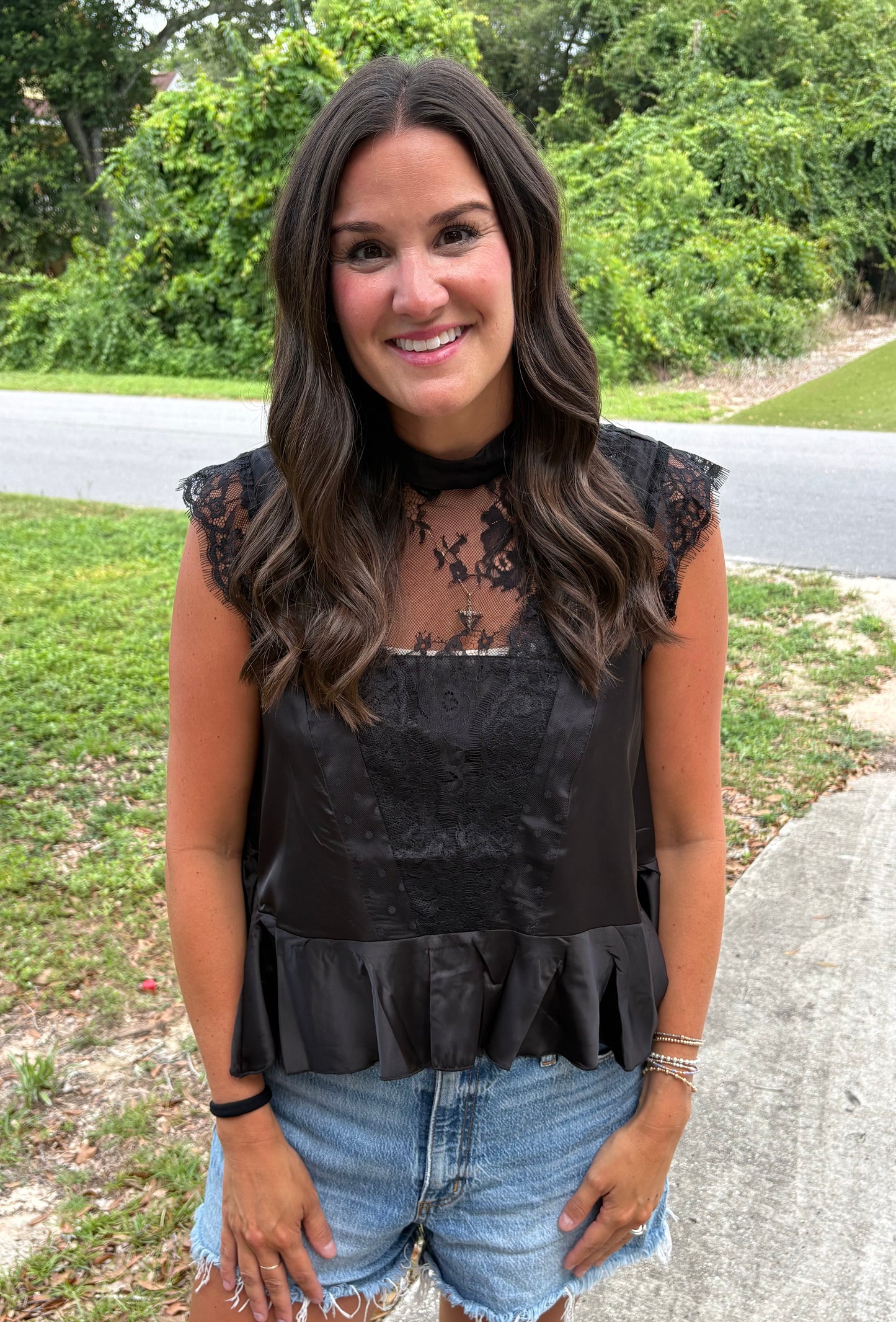Kaylee Shines Lace Detail Top