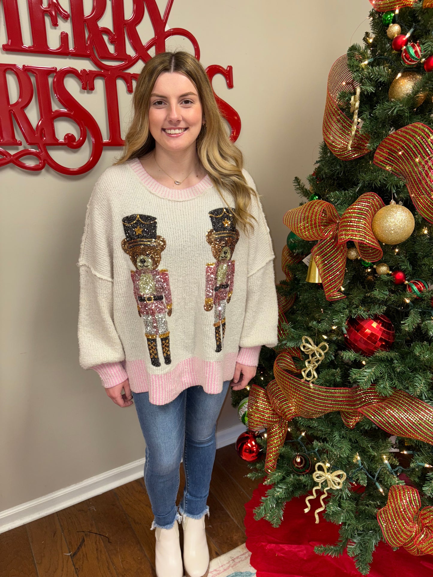 Glam Christmas Teddy Sweater