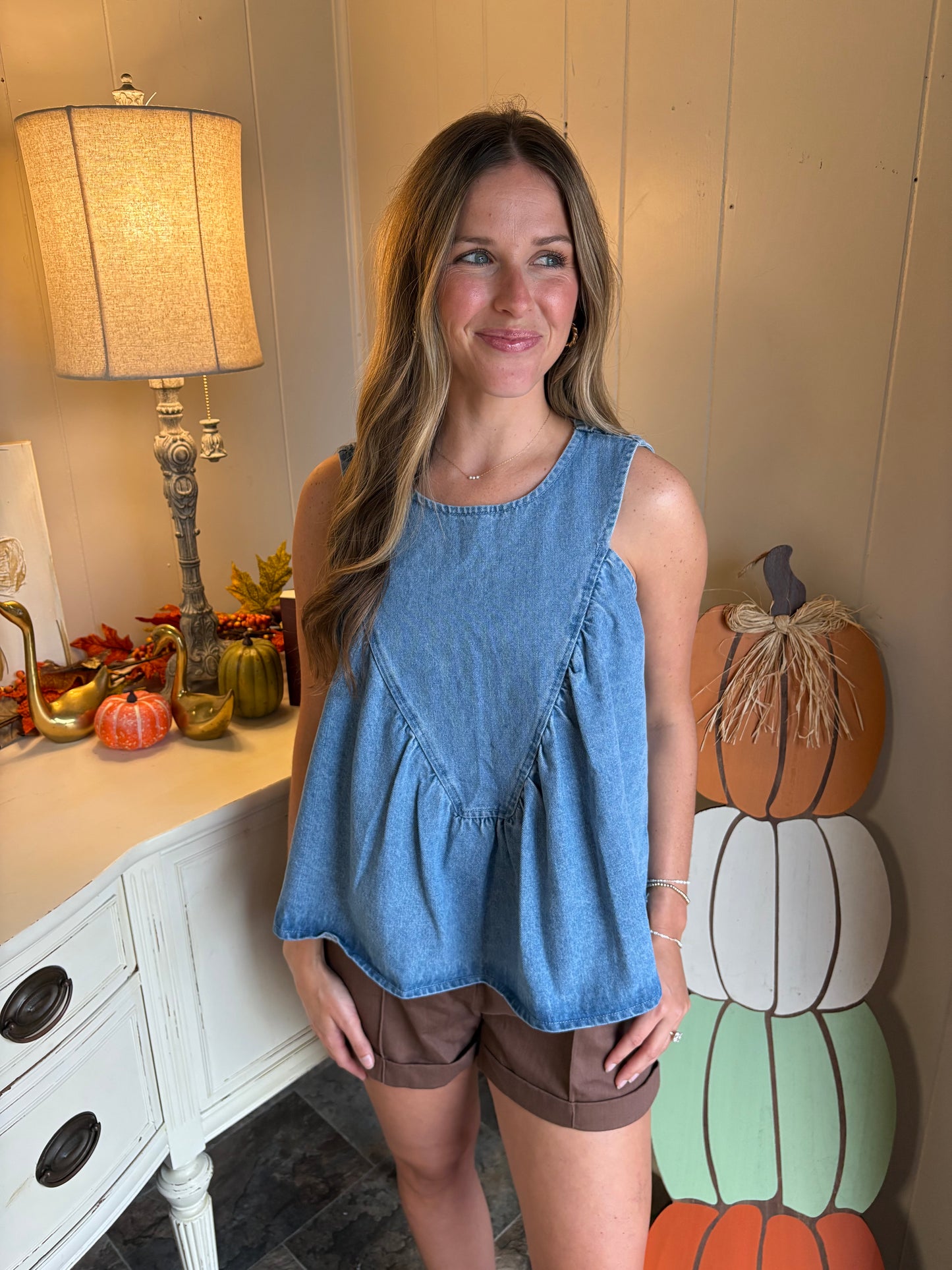 Lila Denim Top