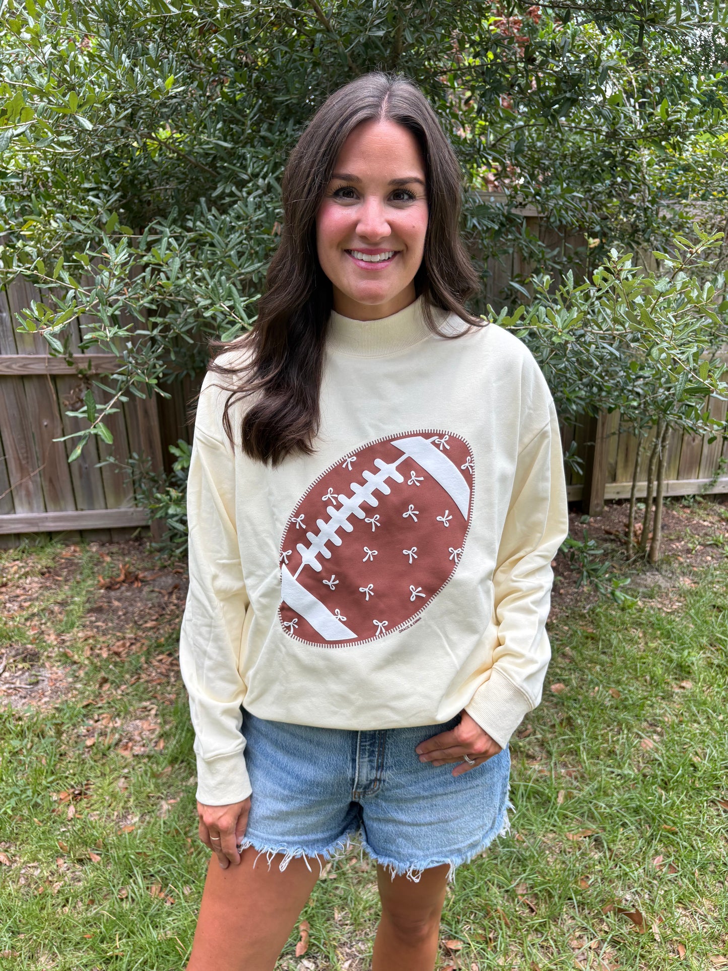 Football and Frills Terry Cloth Mock Neck
