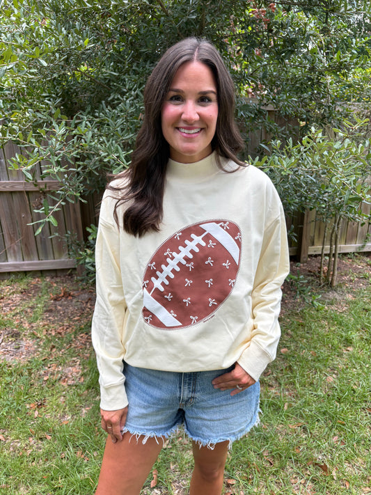 Football and Frills Terry Cloth Mock Neck