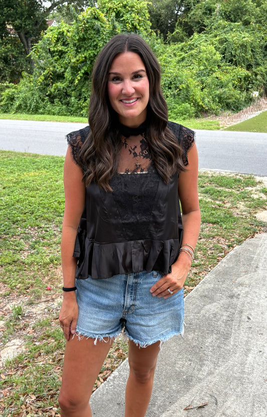 Kaylee Shines Lace Detail Top