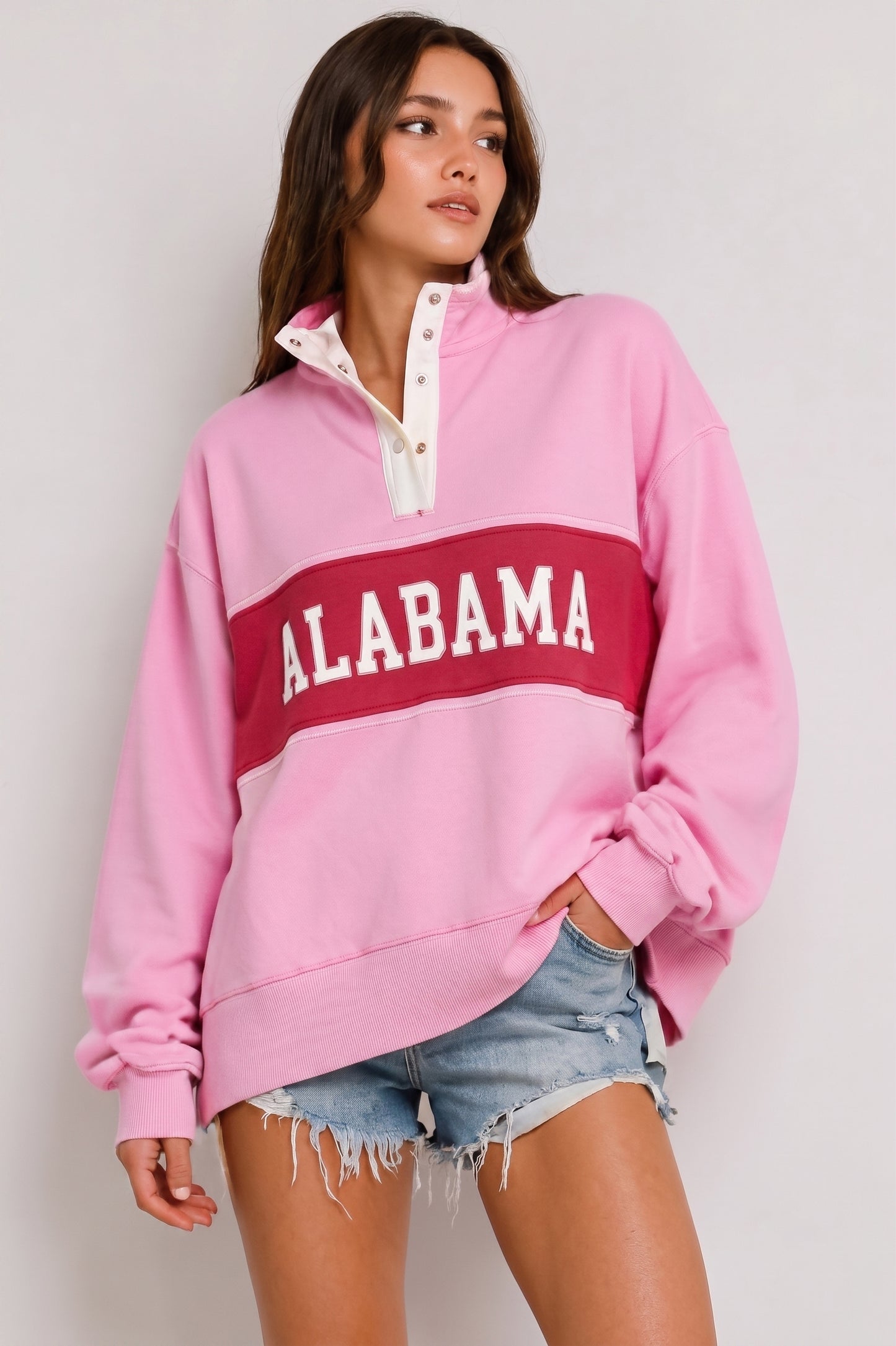 Pre-Order Alabama Snap Pullover Pink