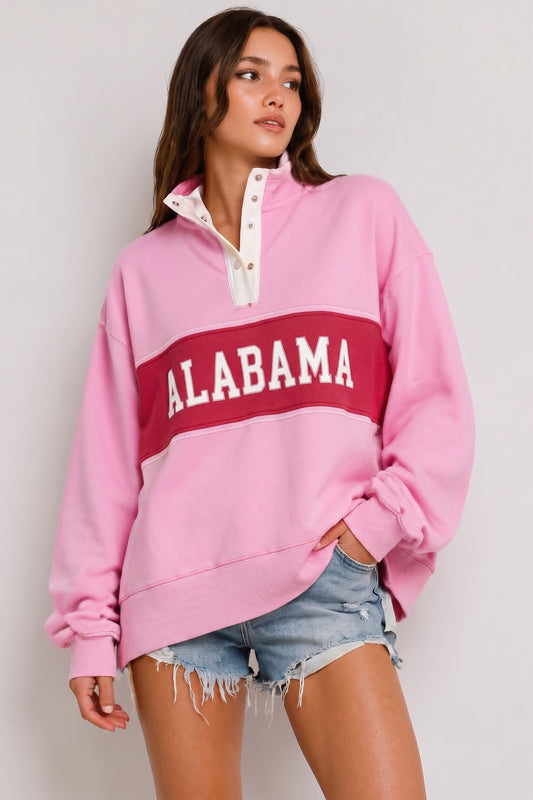 Pre-Order Alabama Snap Pullover Pink