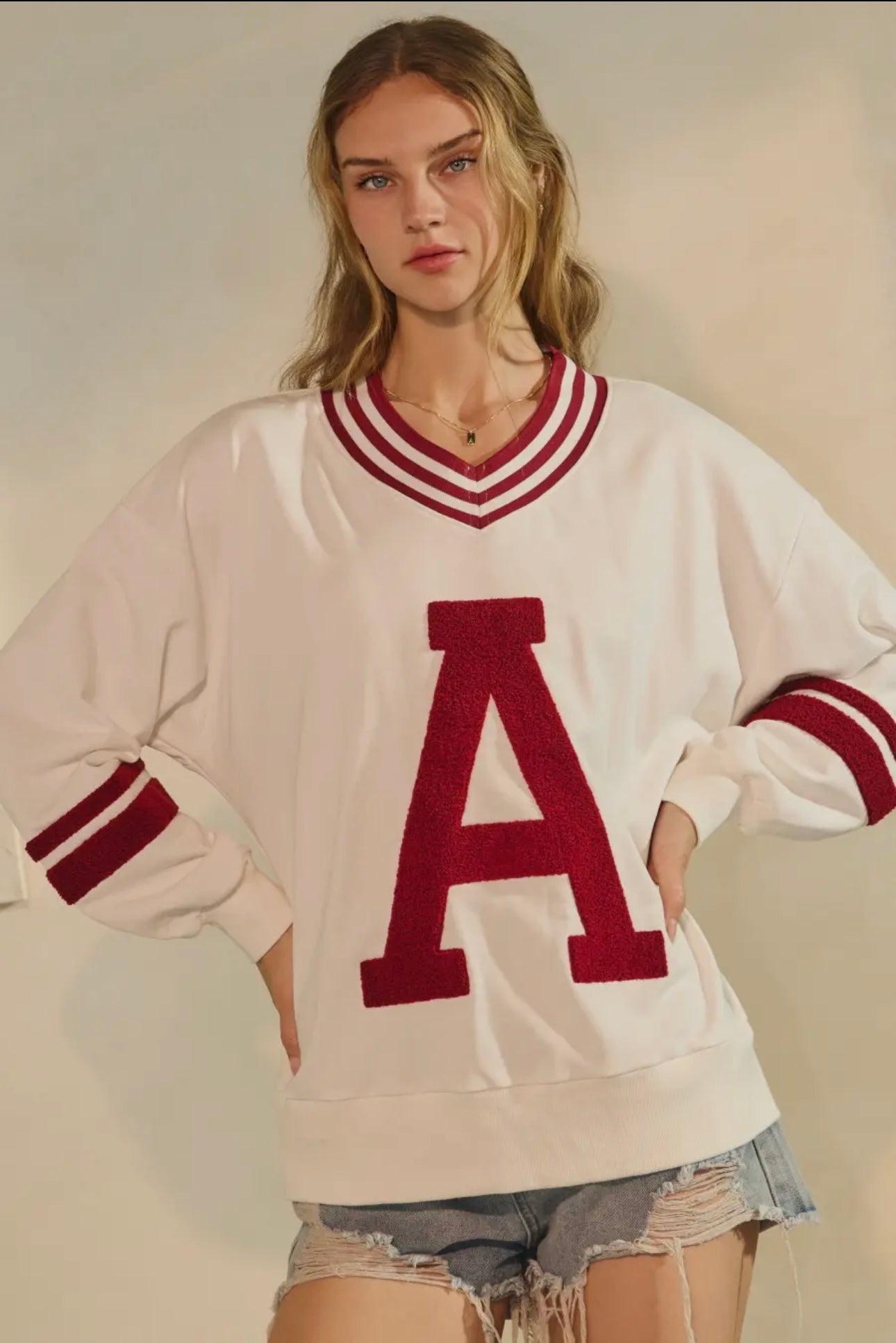 PRE-ORDER Vintage Varsity A Pullover -Crimson