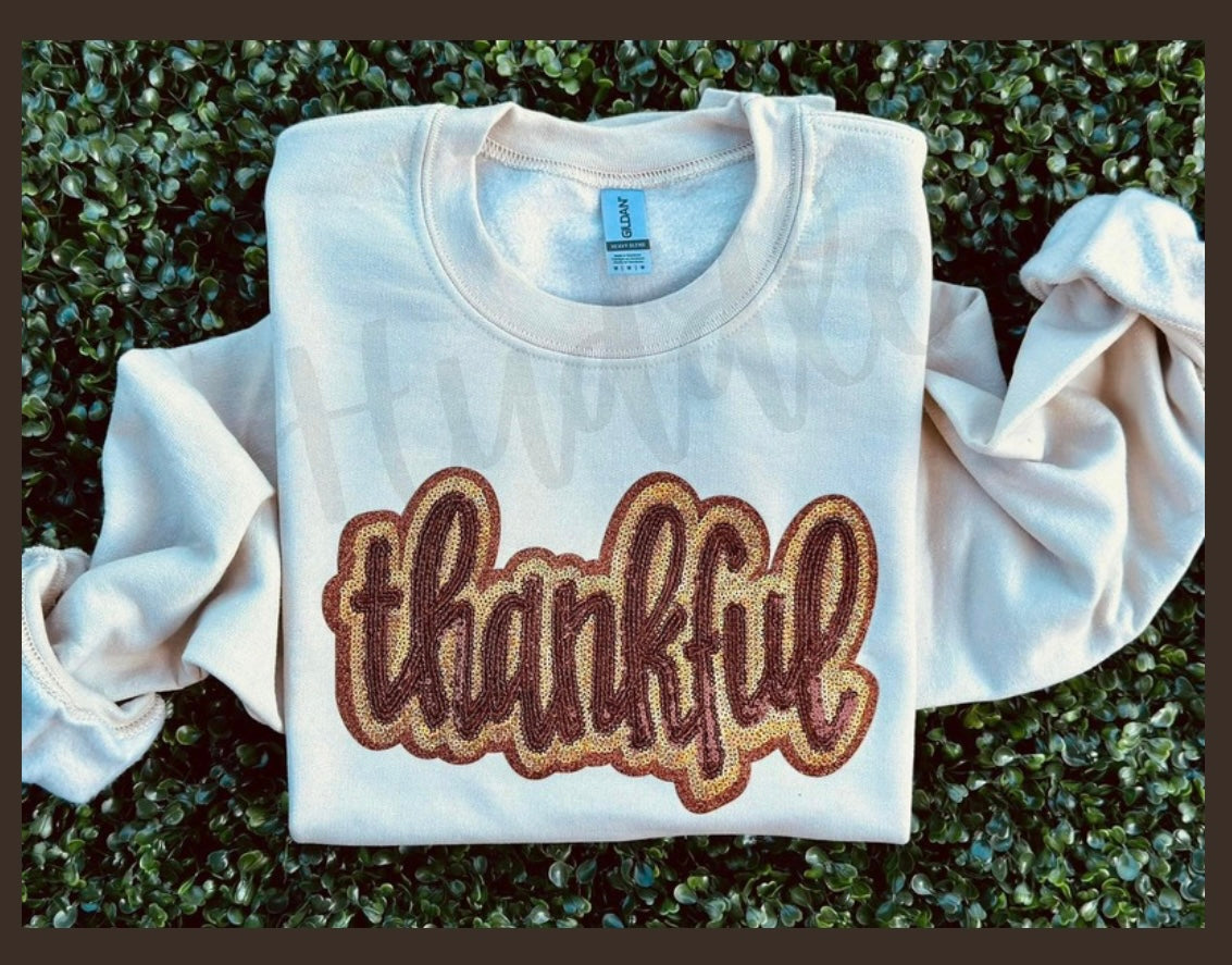 Sequin Thankful Sweatshirt