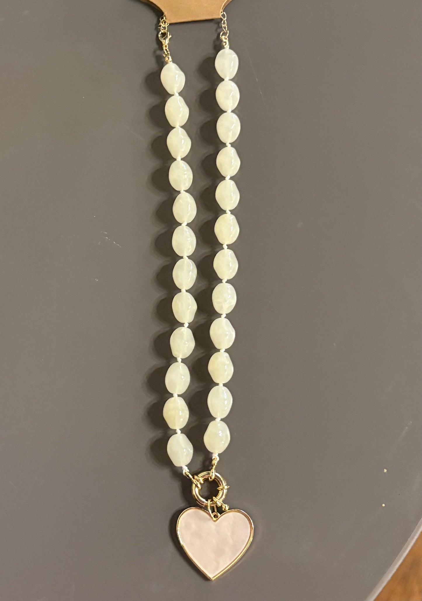 Opal White Heart Necklace