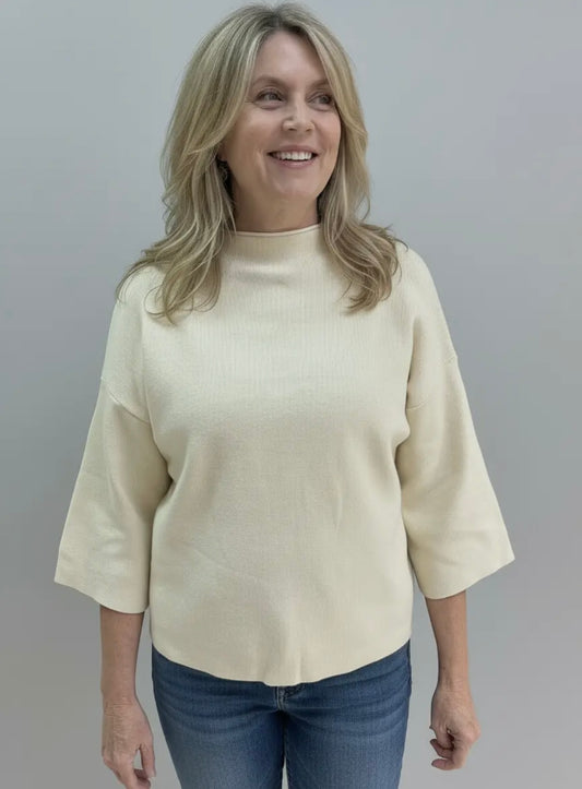 Staple 3/4 Sleeve Sweater - Cream