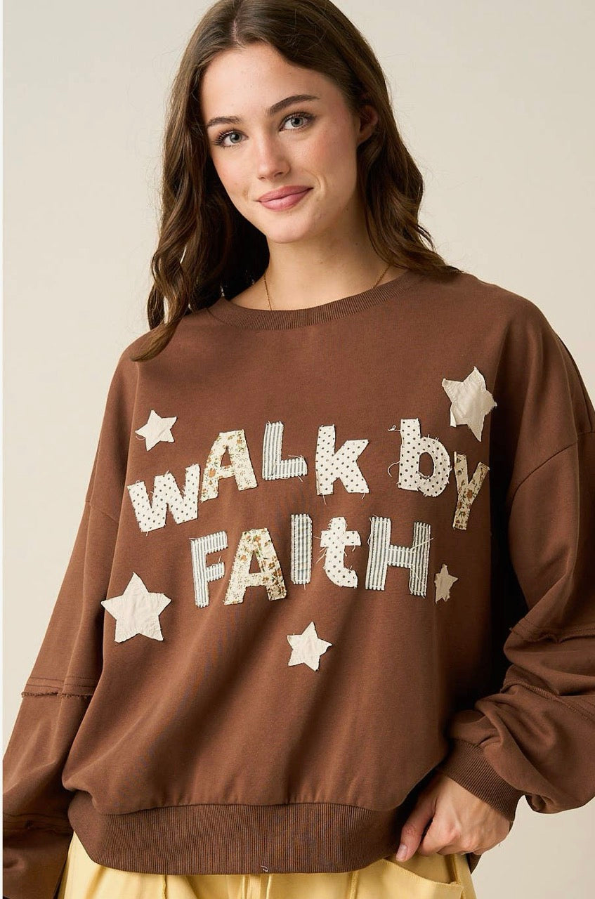 Walk By Faith Patchwork Pullover