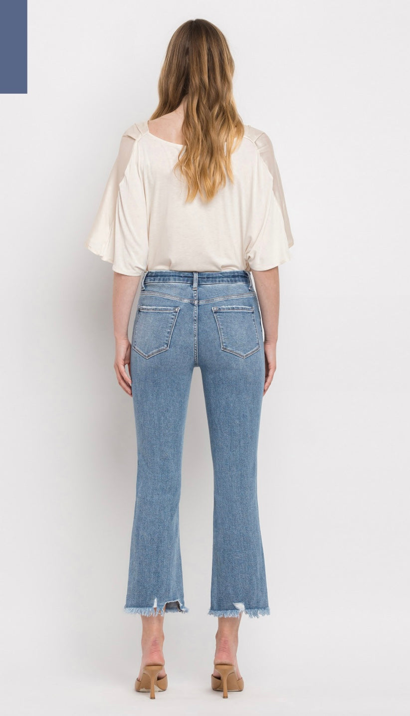 Vervet Curvy High Rise Frayed Hem Crop Flare