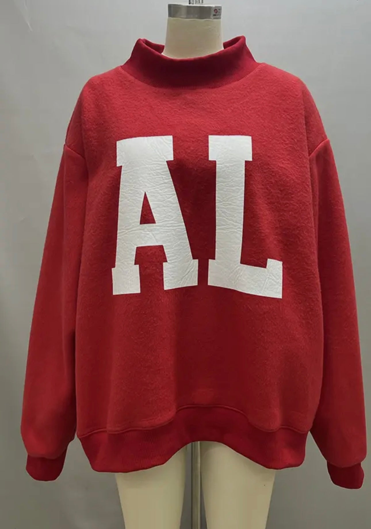 PRE-ORDER- Reversible Alabama/AL Mock Neck Sweatshirt Crimson