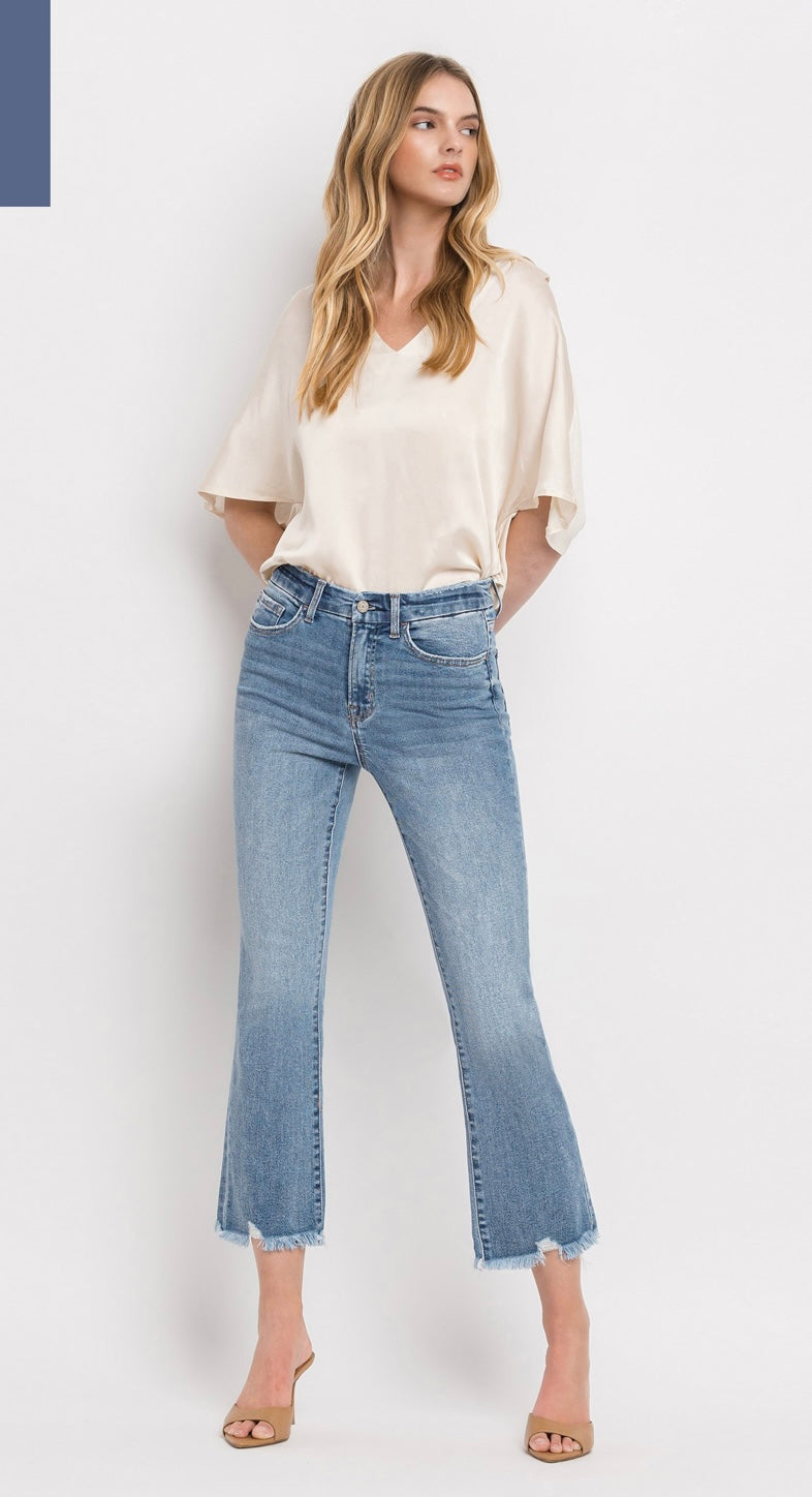 Vervet Curvy High Rise Frayed Hem Crop Flare