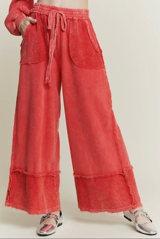Denise Comfy Cozy Pants - Red