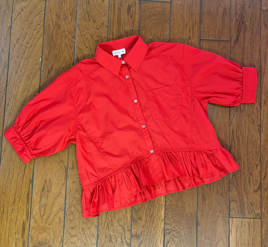 Effortless Buttondown Top - Red