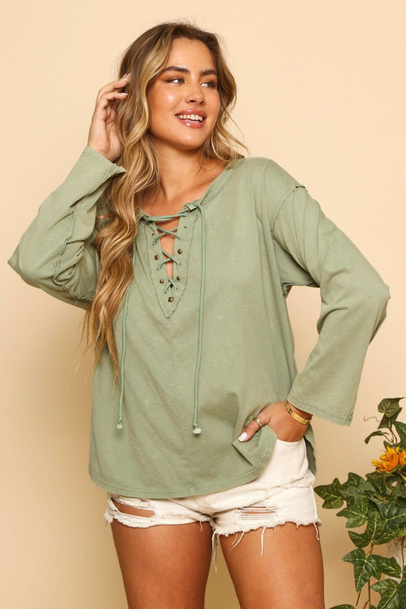 Doorbuster AvaLee Lace Up Top