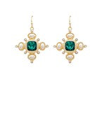 Pearl and Gemstone Earrings - Green