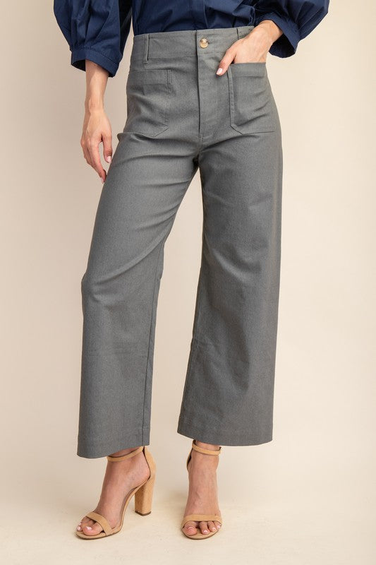 Cropped Ankle Flare Gray Pants