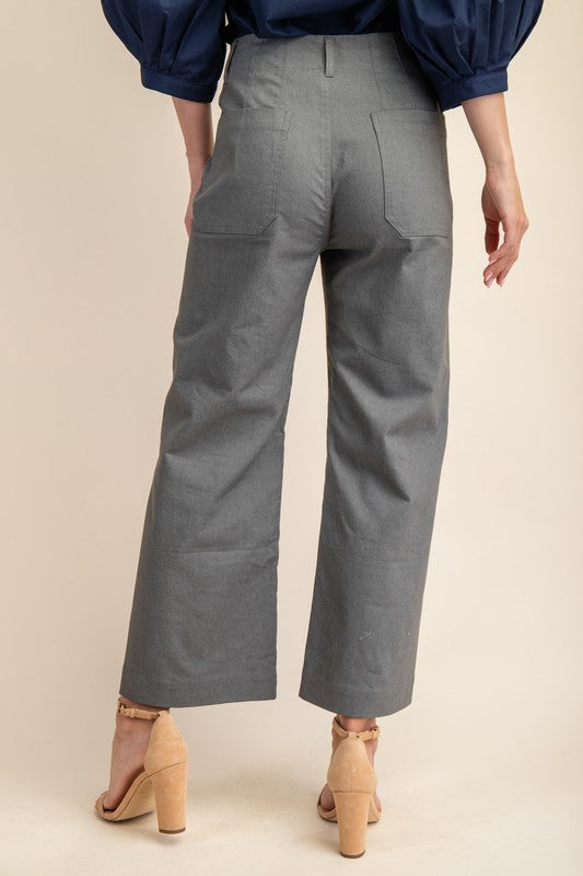 Cropped Ankle Flare Gray Pants