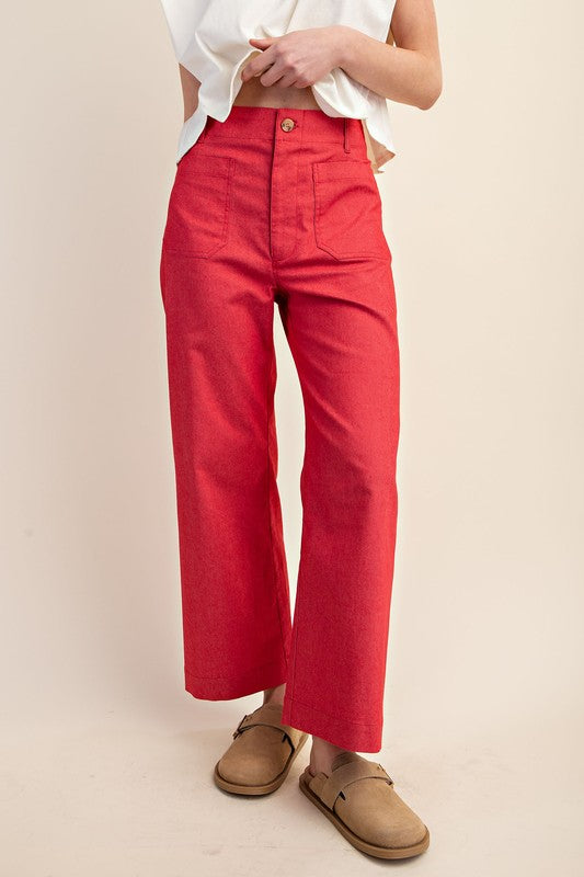 Ankle Cropped Pant in Faded Red