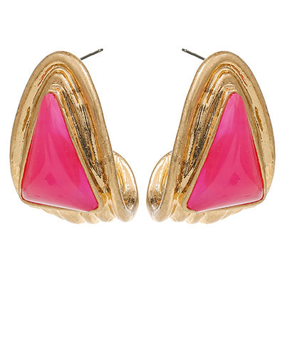 Pref Stone Triangle Hoop- Pink