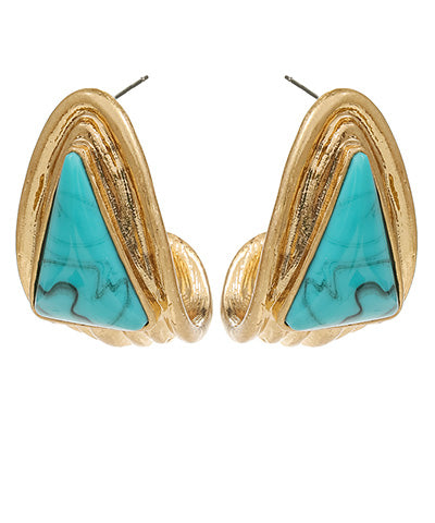 Pref Stone Triangle Hoops - Turquoise