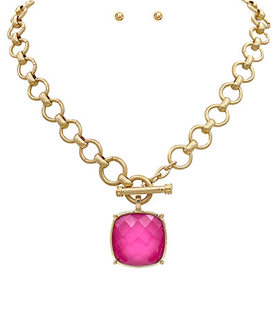 RESTOCK: Lock and Chain Necklace -Pink
